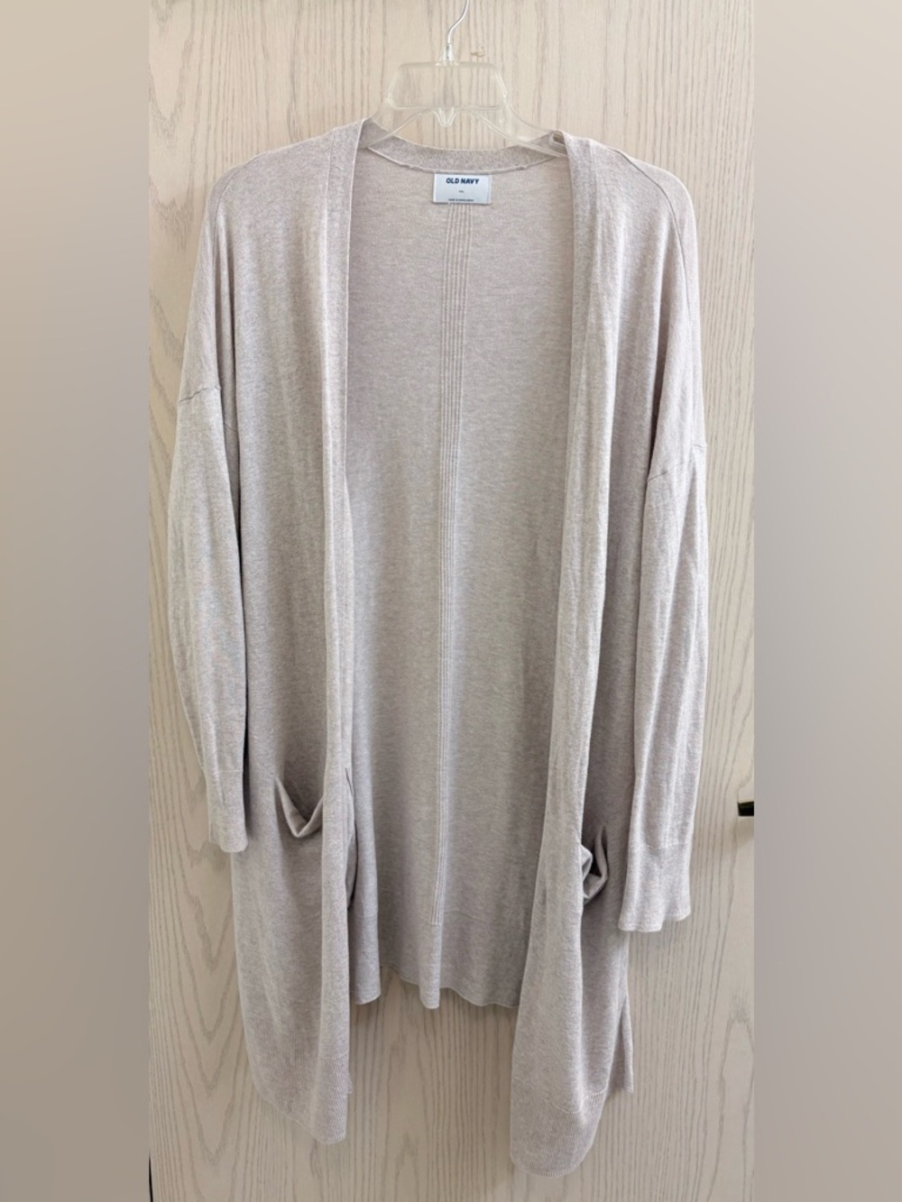 Old Navy Women's Long Open-Front Beige Cardigan Sweater